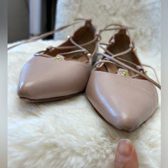 Halogen Owen lace up pointed toe flats in leather upper color Blush Sz-9M. F - Picture 11 of 11